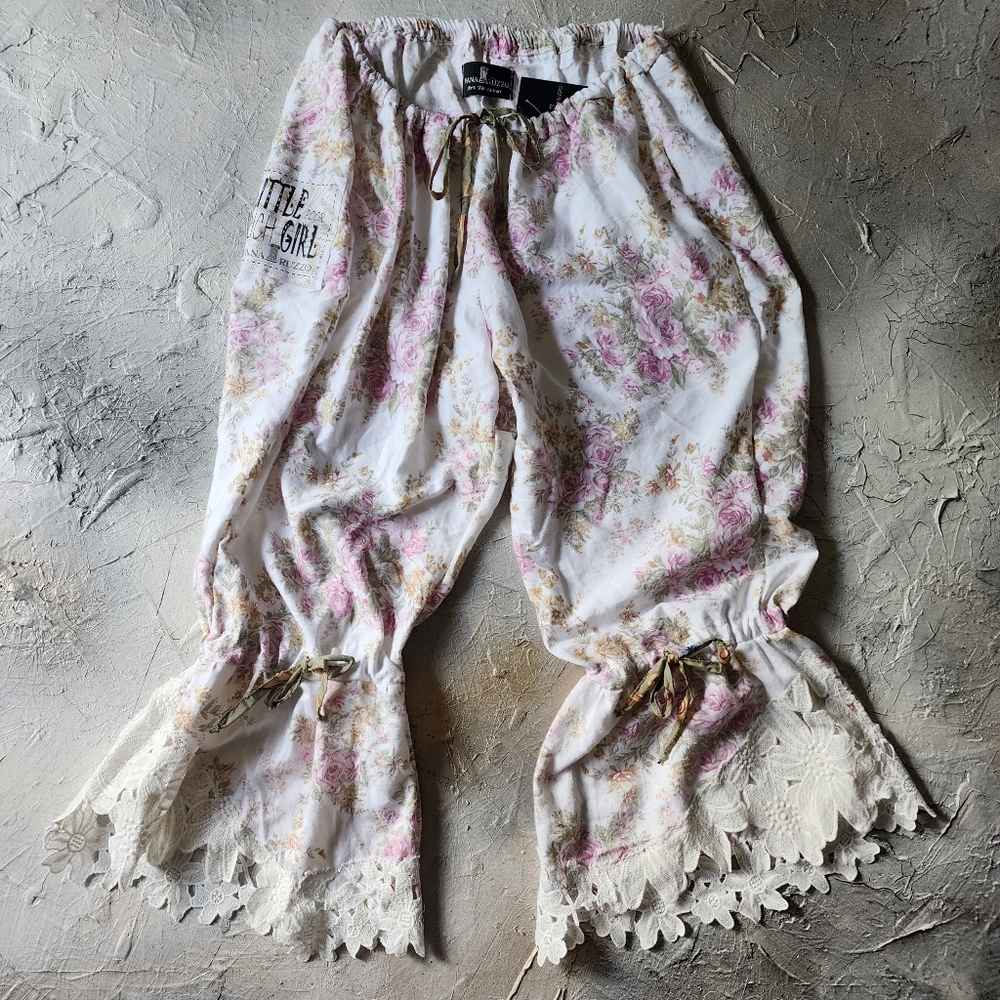 Victorian Shabby Bloomers Ruffle Pants Rose Print Like Boho Print Rose - Picture 13 of 17